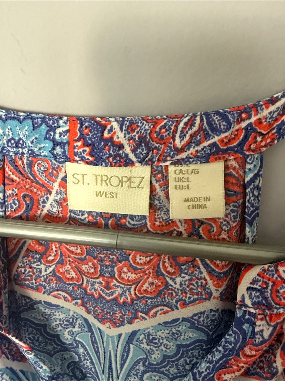 St. Tropez Blue & Orange Paisley Halter Top - Picture 2 of 9